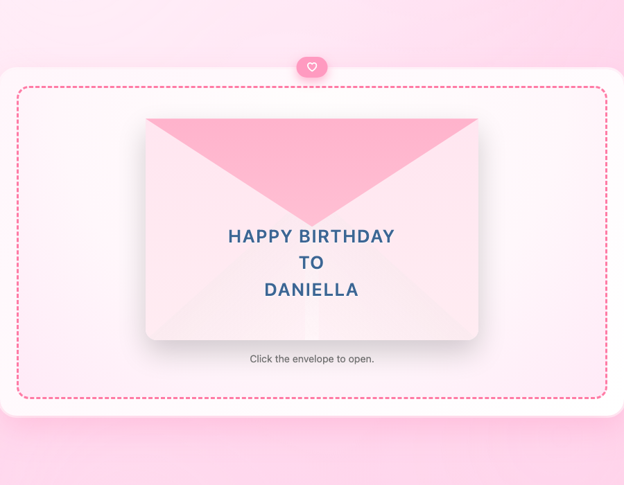 Envelope-opening birthday invitation example
